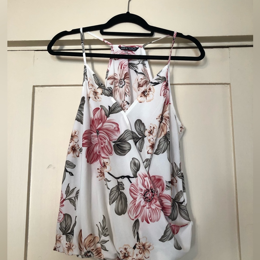 Floral wrap tank top